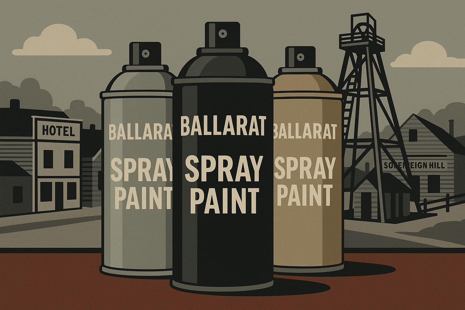 Ballarat stray paint bold and not too colorful, sovereign himm in the background